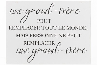 Placard Text French Grand-Mere Metal White/Black