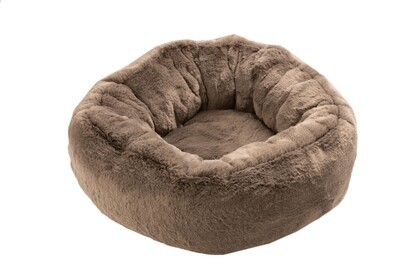 Cat Basket Round Polyester Taupe