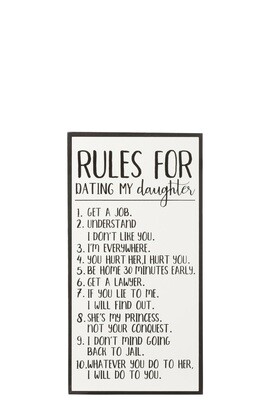 Placard Rules For Dating My Daughter Wood/Ceramic White/Black