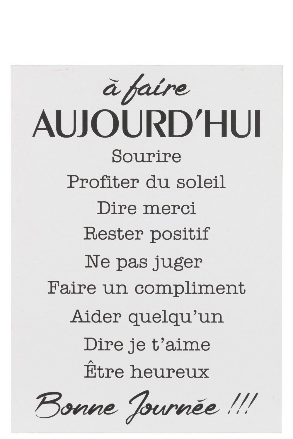 Placard Text French A Faire Metal White/Black