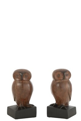 Bookend Owls Resin Brown