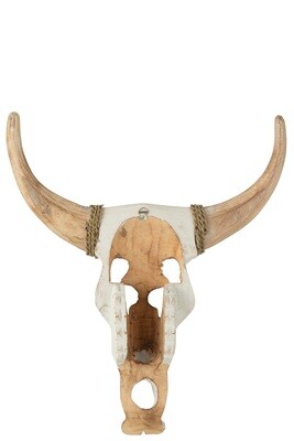 Skull Cow Albasia Wood White