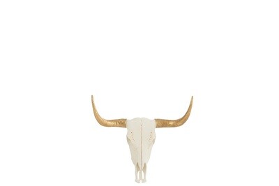 Skull Cow Resin White/Gold Small