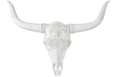 Skull Deer Hanging Polyresin White Large