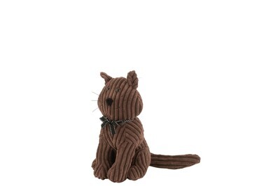 Doorstop Cat Stripe Textile Brown