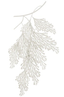 Wall Deco Leaf Branches Metal White