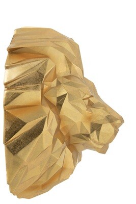 Wall Deco Lion Origami Resin Gold