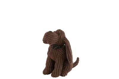 Doorstop Dog Stripe Textile Brown Small