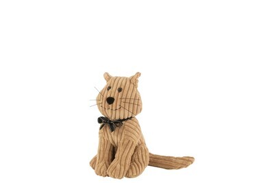 Doorstop Cat Stripe Textile Caramel