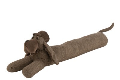 Doorstop Dog Pet Lying Textile Brown