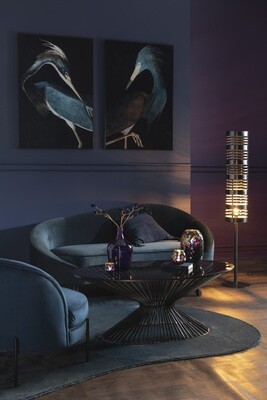 Wall Decoration Birds Glass/Aluminium Black/Blue Assortment Of 2