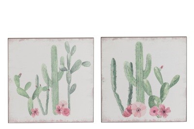 Wall Decoration Cactus Mdf Green Assortment Of 2