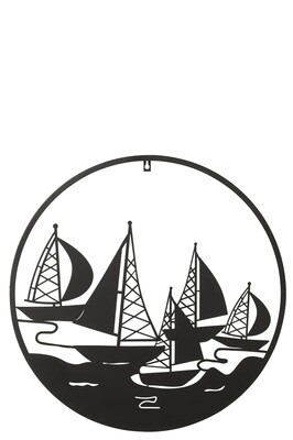 Wall Decoration Boats Metal Black