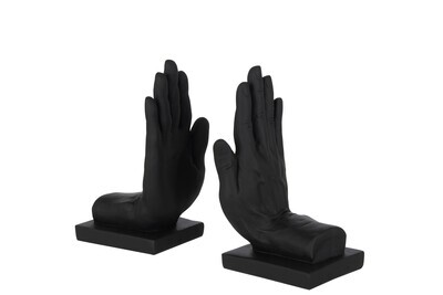 Set Of 2 Bookend Hands Poly Black