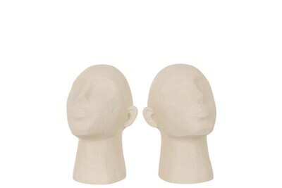 Set Of 2 Bookend Head Abstract Poly Beige