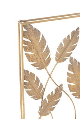 Wall Decoration Leaves Metal Gold