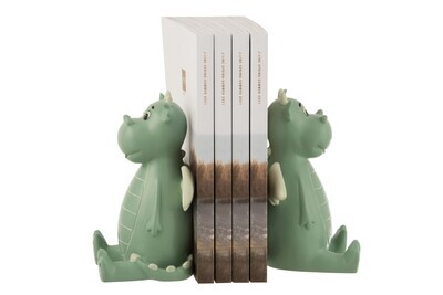 Set Of 2 Bookend Dragon Poly Green