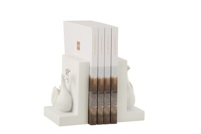 Set Of 2 Bookend Poly White/Silver