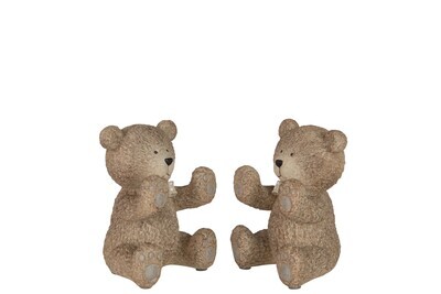 Set Of 2 Bookend Teddy Poly Light Brown