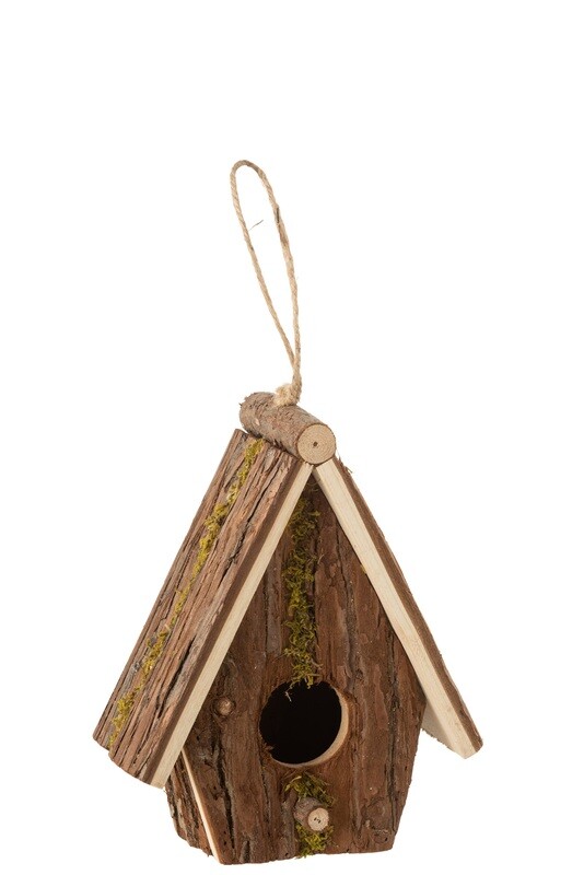 Bird House Big Roof Pine Wood Brown