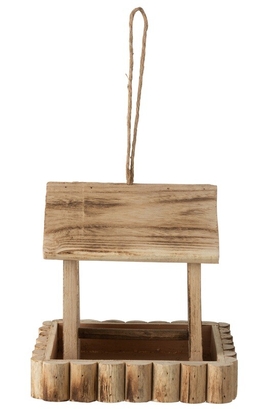 Bird House With Border Wood Beige
