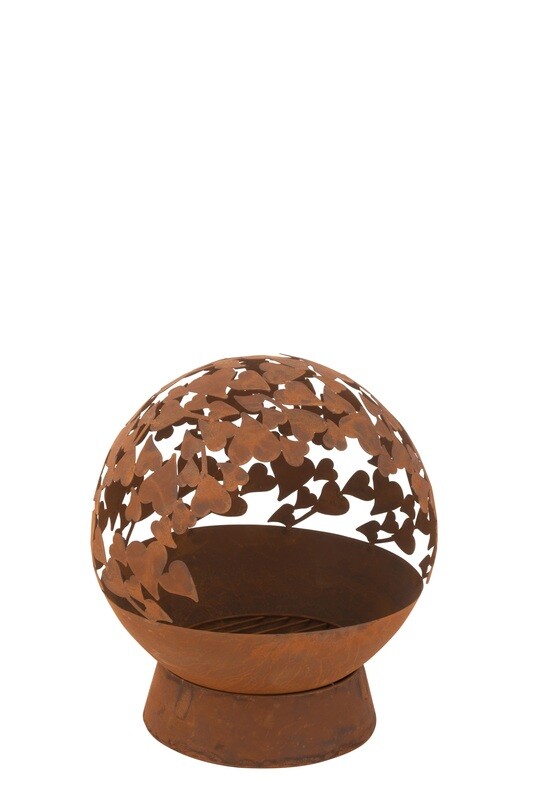 Fire Basket Round Hearts Iron Rust