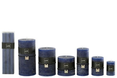 Box Of 6 Table Candle Dark Blue 13H