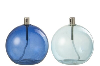 Oil Lamp Glass Blue Large Assortment Of 2