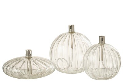 Oil Lamp Ribbed Glass Transparent Large