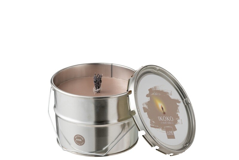 Outdoors Candle Paint Ikoko Pot Metal/Wax Taupe Small 50H