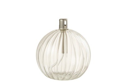 Oil Lamp Ribbed Glass Transparent Small