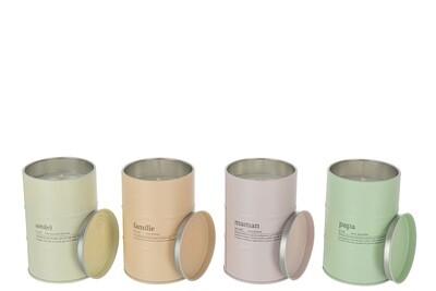 Candle Family Quote English-French Pastel 55-H Assortment Of 4