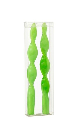 Box 2 Candle Twisted Green Small-3H