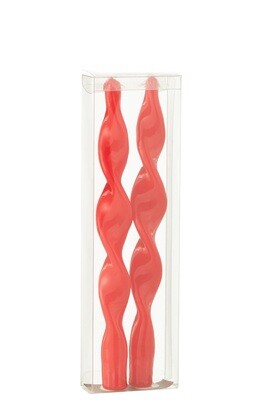 Box 2 Candle Twisted Red Small-3H