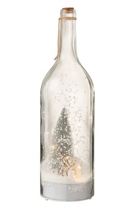 Bottle Deco Christmas Snow Led Glitter Silver