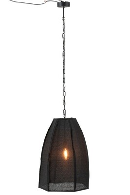 Ceiling Lamp Pear Linen/Iron Black Large