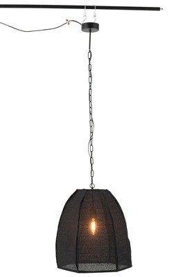 Ceiling Lamp Pear Linen/Iron Black Small