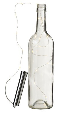 Bottle Lighting 20Leds 1M Warm White 1Xaabattery Silver