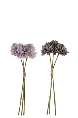 Bouquet Chrysanths Mini Plastic Light/Dark Purple Assortment Of 2