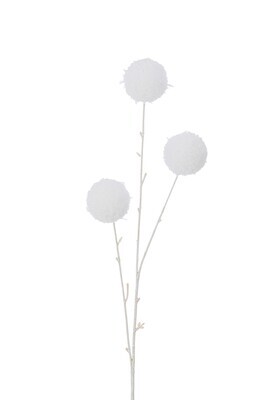 Branch 3 Pompoms Snow Plastic White