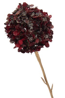 Branch 3 Flowers Pompoms Plastic Red/Gold Large