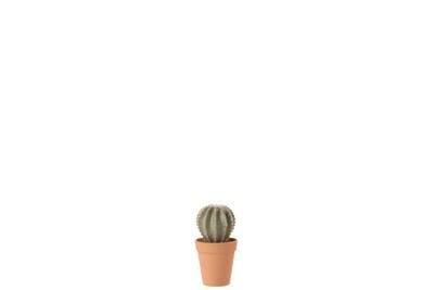 Cactus Ball Shaped+Pot Synthetic Material Green/Terracotta Small