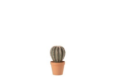 Cactus Ball Shaped+Pot Synthetic Material Green/Terracotta Large