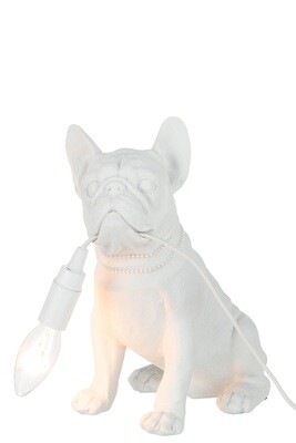Lamp Bulldog Poly White