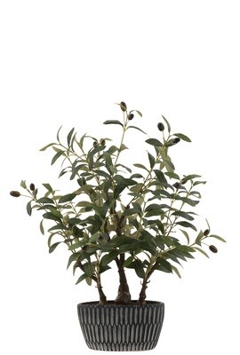 Olive Tree In Cement Pot Artificial Green