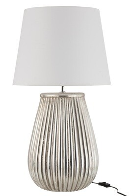 Lamp Foot+Shade Lines Earthenware Silver