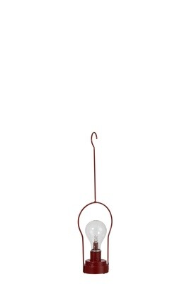 Lamp Led Batteries Not Included Hanger Metal/Glass Red