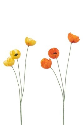 Poppy Spray Artificial Yellow/Orange Assortment Of 2