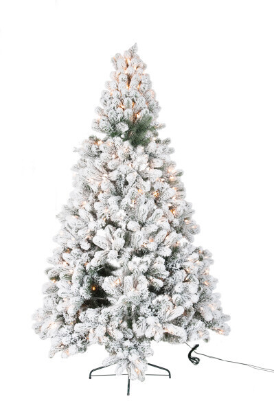 Christmas Tree+Leds Snowy  Plastic Green/White