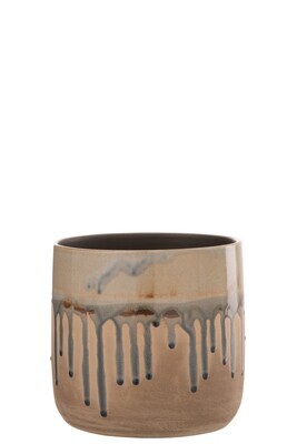 Flower Pot Droplet Ceramic Beige/Grey Medium